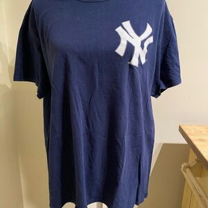 Majestic Navy Tee with Red and Blue Logo